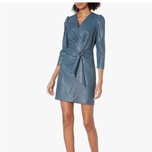 Rebecca Taylor vegan leather dress 4 petroleum NWT